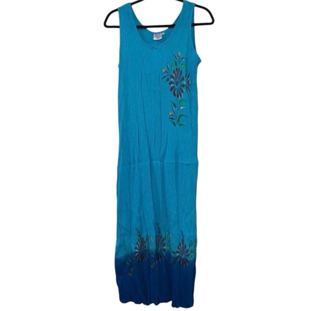 Aloha Blue Hawaiian‎ Maxi Dress One Size Floral Sleeveless Resort Beach NWT